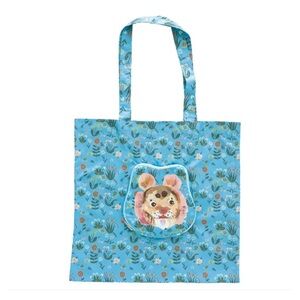 Nathalie Lete! Tote face bag w/ zipper pouch! Blue w/tiger! Japan import!